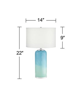 Nimbus Modern Accent Table Lamp 22" High Blue Art Glass with LED Nightlight White Drum Shade for Bedroom Living Room Bedside Office Kids