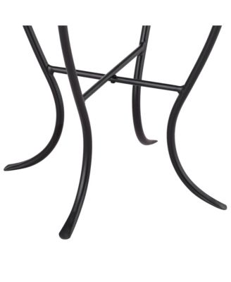 Zaltana Modern Black Metal Round Outdoor Accent Side Table 14" Wide Free-Form Mosaic Tile Tabletop Gracefully Curved Legs for Spaces Porch Patio Home House Balcony Yard Deck - Teal Island Designs