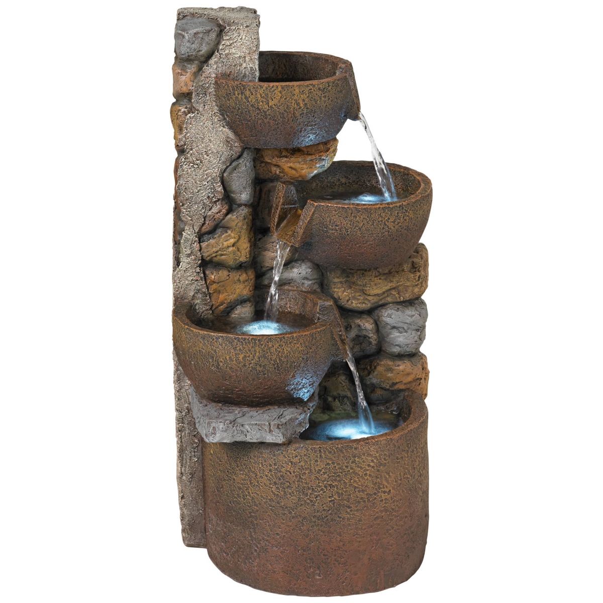 John Timberland Ashmill Urn Rustic Outdoor Floor Cascading Fountain High with Led Light Waterfalls Decor for Garden Patio Backyard Deck Home Lawn