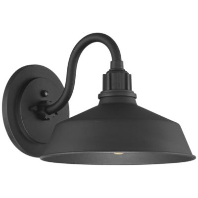 Arnett Rustic Industrial Farmhouse Outdoor Barn Light Fixtures Set of 2 Black Dusk to Dawn Gooseneck 10 1/2" for Exterior Deck