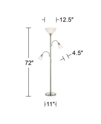 Alexei Modern Torchiere Floor Lamp with Side Lights 72" Tall Brushed Nickel White Crackle Glass for Living Room Reading Bedroom