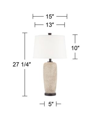 Anna 27 1/4" Tall Modern Coastal Table Lamps Set of 2 Beige Pebbled White Shade Living Room Bedroom Bedside
