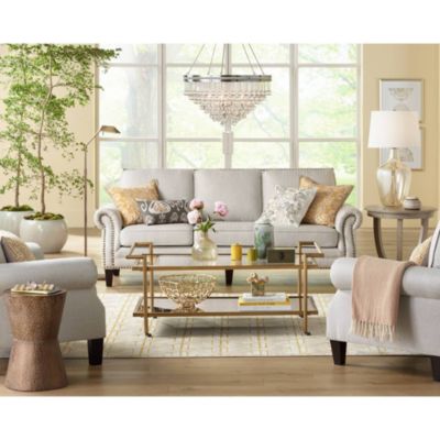 Ania 31" Tall Jar Large Modern End Table Lamp Champagne Glass Single Off-White Shade Living Room Bedroom