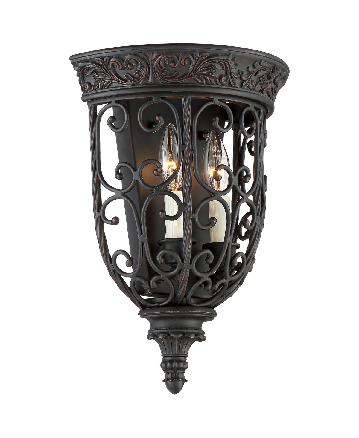 French Scroll Farmhouse Rustic Wall Light Sconce Rubbed Bronze Metal Hardwired 10 1/2