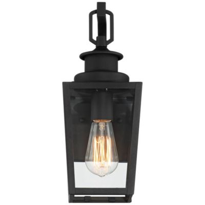 Ackerly 14" High Farmhouse Rustic Lantern Outdoor Wall Light Fixture Mount Edison Bulb Textured Black Finish