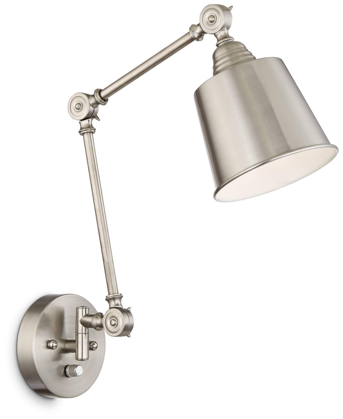 Mendes Modern Industrial Adjustable Swing Arm Wall Lamps with Cord Set of 2 Brushed Nickel Plug In Light Fixture Dimmable Metal Shade Bedroom Bedside