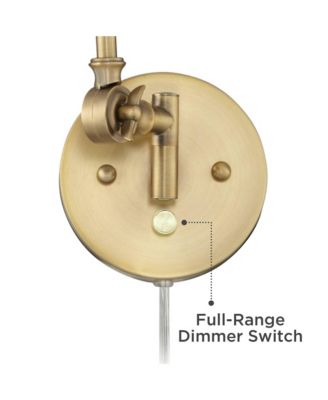 Mendes Modern Swing Arm Wall Lamps Set of 2 Brass Gold Plug-in Light Fixture Metal Shade for Bedroom Bedside Living Room Reading House