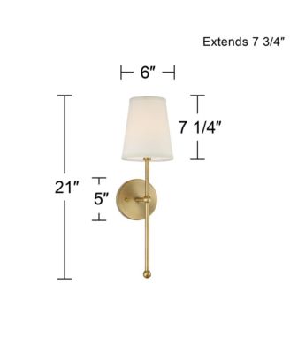 Elena Modern Wall Sconce Lighting Warm Brass Gold Metal Hardwired 21" High Fixture Cream Linen Shade Decor for Bedroom Bedside Living Room Home Hallway Dining Kitchen - Possini Euro Design
