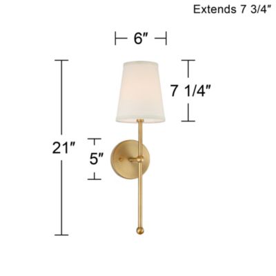 Elena Modern Wall Sconce Lighting Warm Brass Gold Metal Hardwired 21" High Fixture Cream Linen Shade Decor for Bedroom Bedside Living Room Home Hallway Dining Kitchen - Possini Euro Design