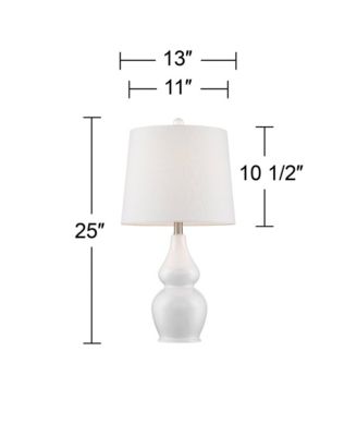 Jane Modern Table Lamps 25" High Set of 2 White Ceramic Fabric Drum Shade for Bedroom Living Room House Bedside Nightstand Office Family