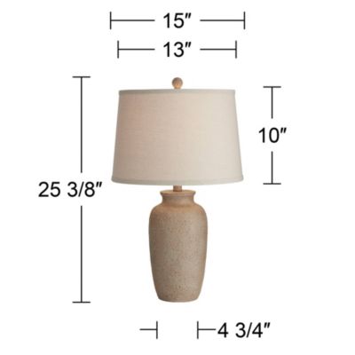 25 1/2" High Farmhouse Rustic Coastal Table Lamps Set of 2 Beige Oatmeal Shade Living Room Bedroom Bedside Nightstand