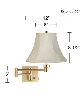 Alta Vintage Swing Arm Wall Lamp Warm Antique Brass Plug-in Light Fixture Cream Fabric Bell Shade for Bedroom Bedside Living Room House