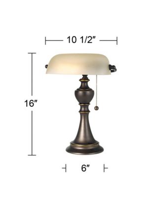 Haddington Traditional Piano Banker Table Lamp 16" High Antique Bronze Dark Brown Metal Alabaster Glass Shade Decor for Bedroom House Bedside Nightstand Home Office Reading - Regency Hill