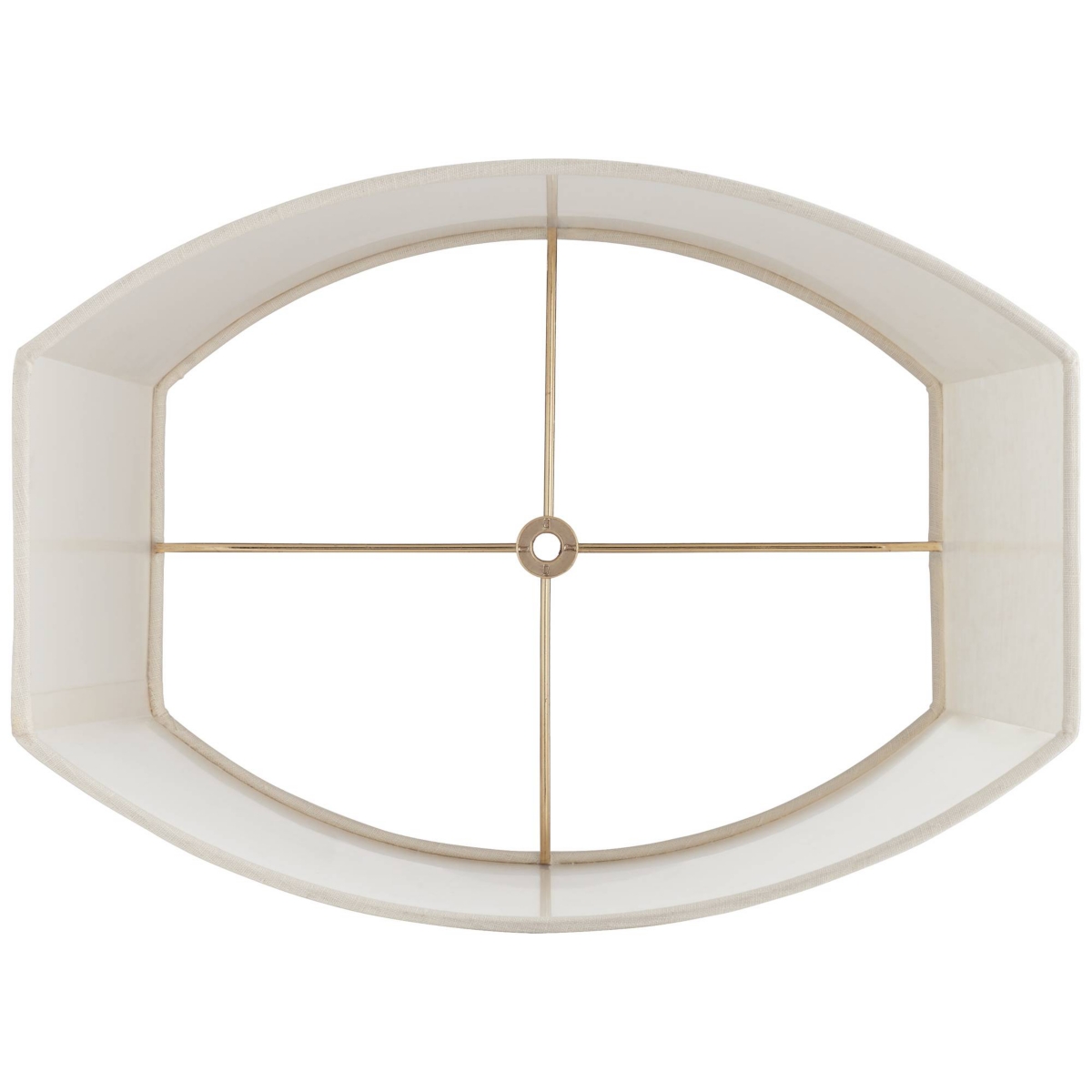 Ivory Medium Modified Oval Lamp Shade Wide and Deep at Top x Wide and Deep at Bottom x High (Spider) Replacement with Harp and F