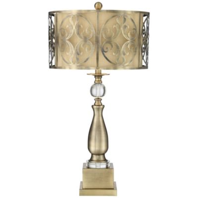 Doris Traditional Table Lamp 30 1/2" Tall Brass Candlestick Openwork Double Drum Shades for Bedroom Living Room Bedside Nightstand
