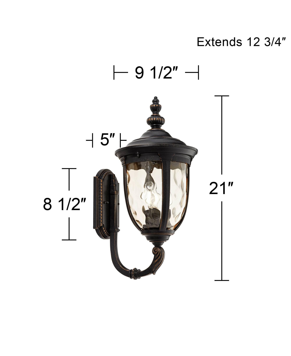 Bellagio European Outdoor Wall Light Fixture Sconce Bronze Aluminum Hammered Glass Decor for Exterior House Porch Patio Outside Deck Garage Yard F