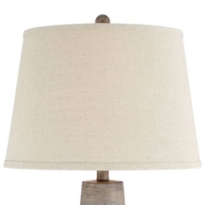 Glenn Rustic Country Cottage Table Lamps 27" Tall Set of 2 Brushed Gray Terra Cotta Beige Fabric Shade for Bedroom Living Room Nightstand
