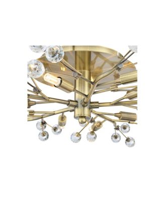 LED Brass 10-Light Crystal Berry 27.5" Wide Modern Fixture Ceiling Light Semi Flush Mount