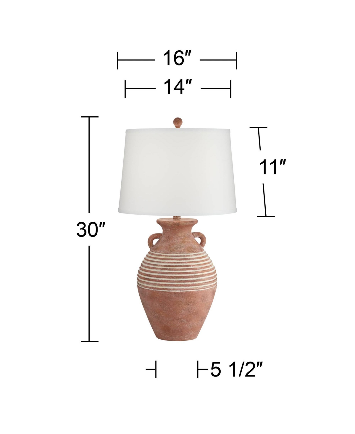 Sierra Rustic Southwestern Style Jug Table Lamp Tall Red Brown Sandstone Linen Drum Shade Decor for Living Room Bedroom House Bedside Nightstand H