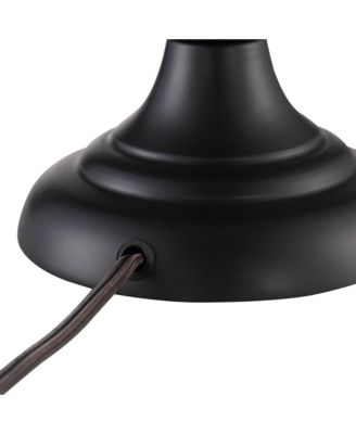 Joyce Modern Table Lamps 24" High Set of 2 Black Metal White Linen Tapered Drum Shade for Bedroom Living Room Bedside Nightstand Office