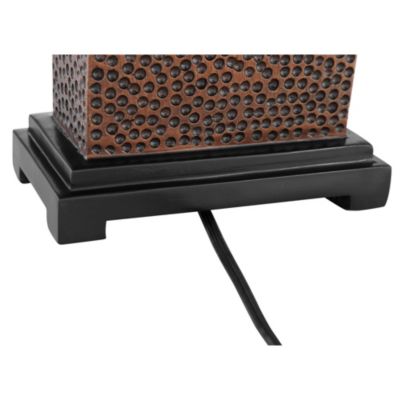 Caldwell Rustic Farmhouse Table Lamps 24.75" High Set of 2 Bronze Hammered Fabric Rectangular Shade for Bedroom Living Room Bedside