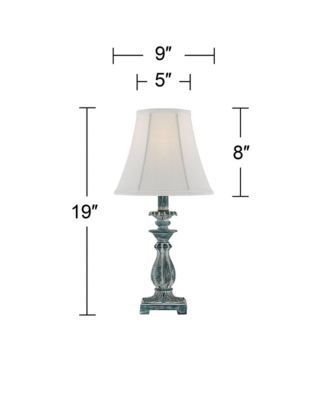 Cali Traditional Accent Table Lamps 19" High Set of 2 Antique Blue White Bell Shade for Bedroom Living Room Bedside Nightstand Office