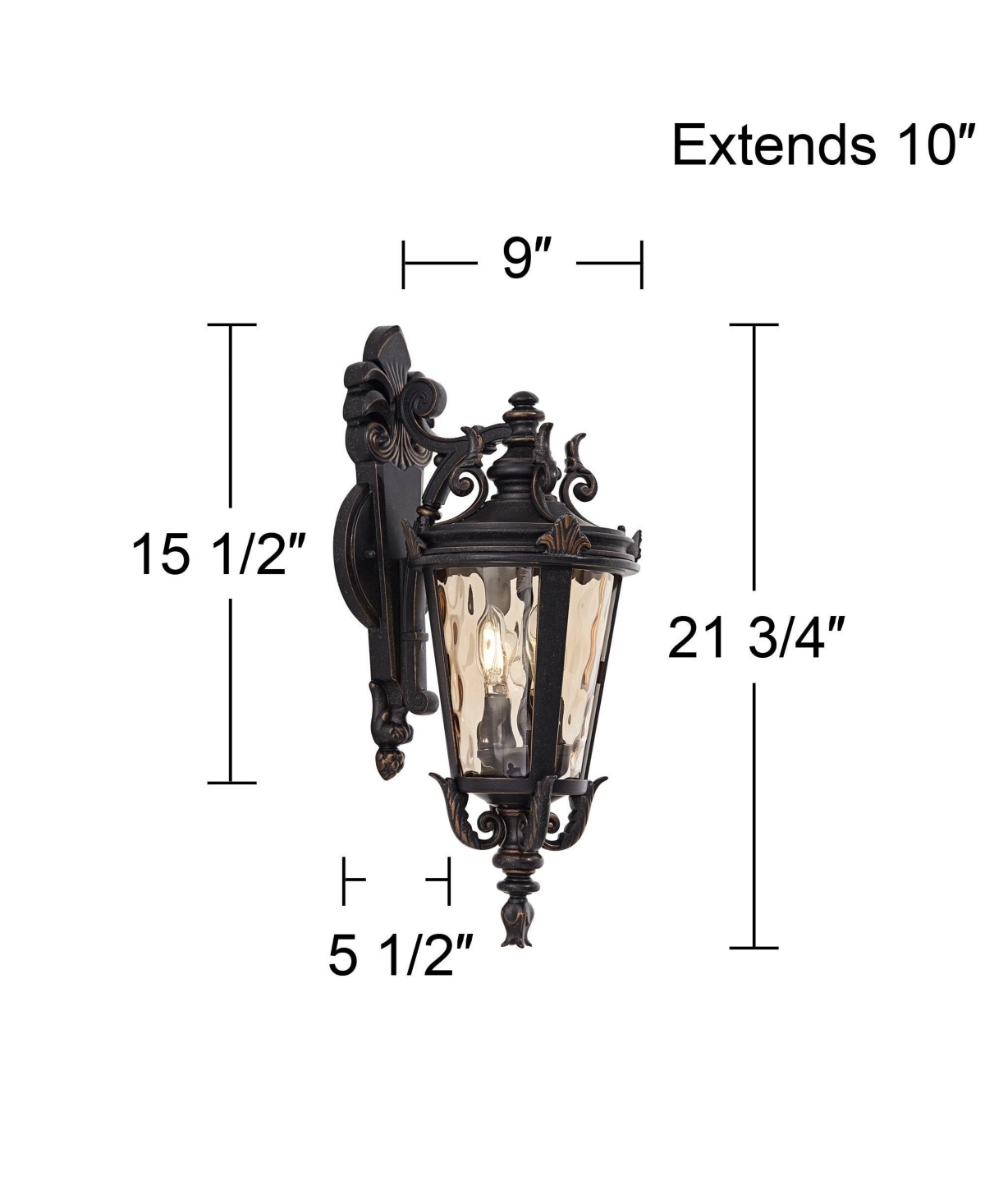 Casa Marseille European Outdoor Wall Light Fixture Bronze Scroll 21 3/4