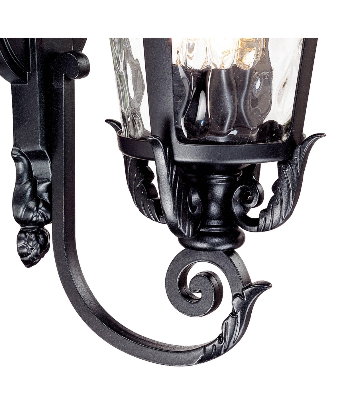 Casa Marseille European Outdoor Wall Light Fixture TexturedScroll Arm Clear Hammered Glass for Exterior House Porch Patio Outside Deck Gara