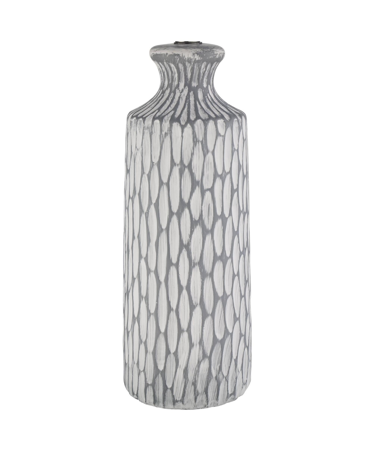 Patrick Modern Coastal Table Lamp 26 1/4" High Whitewash Gray Geometric Ceramic Drum Fabric Shade Decor for Bedroom Living Room House Home Bedside Nig