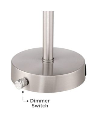 Trotter Modern Table Lamps 23 3/4" High Set of 2 Brushed Nickel with USB and AC Power Outlet in Base White Fabric Cylinder for Home Desk