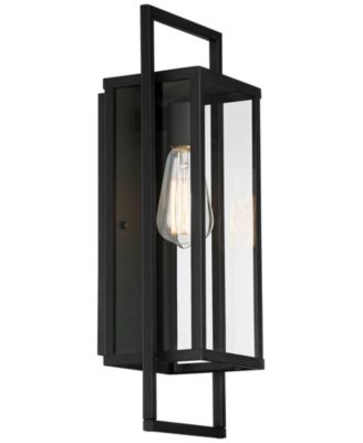 Jericho Modern Outdoor Wall Light Fixture Textured Black Metal 19" Clear Glass Panel for Post Exterior Barn Deck House Porch Yard
