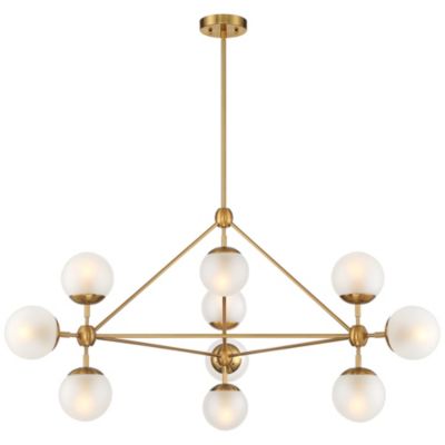 Gable Soft Gold Hanging Chandelier Lighting 40.50" Wide Mid Century Modern Sputnik Frosted Glass Globe Shade 10-Light Fixture for Dining Room House Foyer Entryway Kitchen - Possini Euro Design