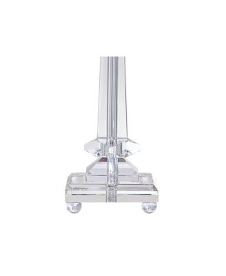 Traditional Table Lamp 25" High Crystal Glass Column White Square Bell Shade for Living Room Family Bedroom Bedside