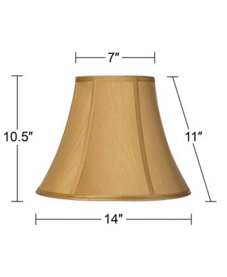 Coppery Gold Medium Bell Lamp Shade 7" Top x 14" Bottom x 11" Slant x 10.5" High (Spider) Replacement with Harp and Finial