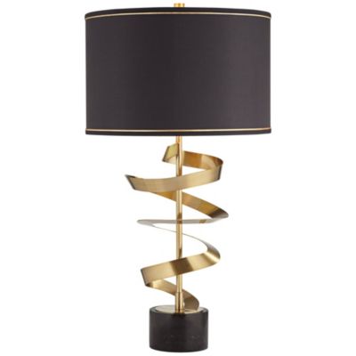 Twist Modern Table Lamp 31" Tall Sculptural Brass Gold Metal Marble Black Drum Shade with Gold Liner Decor Bedroom Living Room Nightstand Bedside Night Stand Office Kids Room - Possini Euro Design