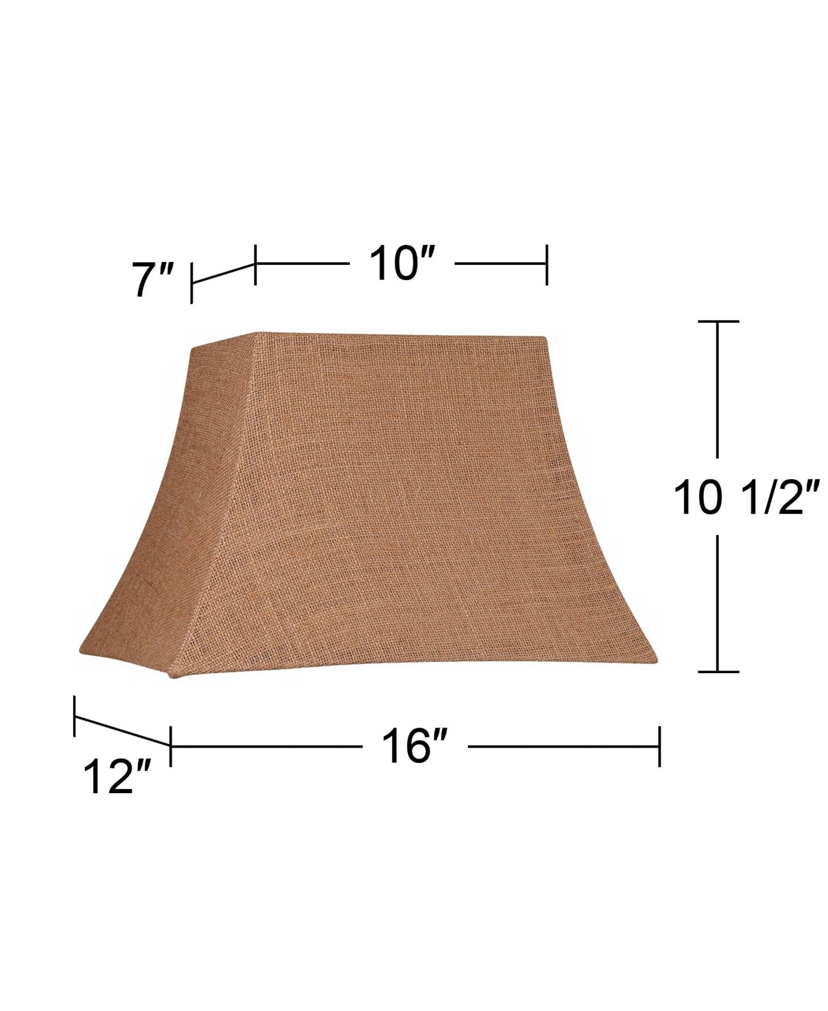 Natural Burlap Medium Rectangle Lamp Shade Wide x Deep at Top and Wide x Deep at Bottom and Slant x H (Spider) Replacement wi