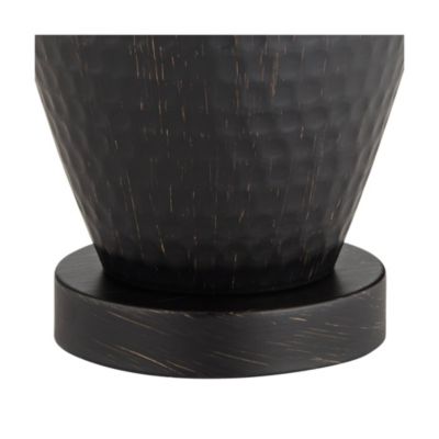 Auburn Rustic Farmhouse Table Lamp 25" High Bronze Hammered Natural Linen Empire Shade for Bedroom Living Room Bedside Nightstand Office