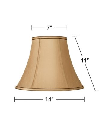 Tan and Brown Medium Bell Lamp Shade 7" Top x 14" Bottom x 11" High (Spider) Replacement with Harp and Finial