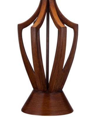 St. Claire Modern Mid Century Table Lamp 30 3/4" Tall Wood Open Vase Taupe Drum Shade for Bedroom Living Room Bedside Nightstand Office