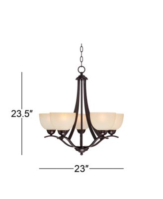 Bronze 5-Light Indian Scavo Glass 23" Wide Rustic Scrolling Arms Fixture Pendant Chandelier
