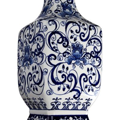 Iris Vintage like Asian Chinese Style Table Lamp 28" Tall Porcelain Blue Floral Jar Geneva White Drum Shade Decor for Living Room Bedroom House Bedside Nightstand Home Office Reading - Barnes and Ivy
