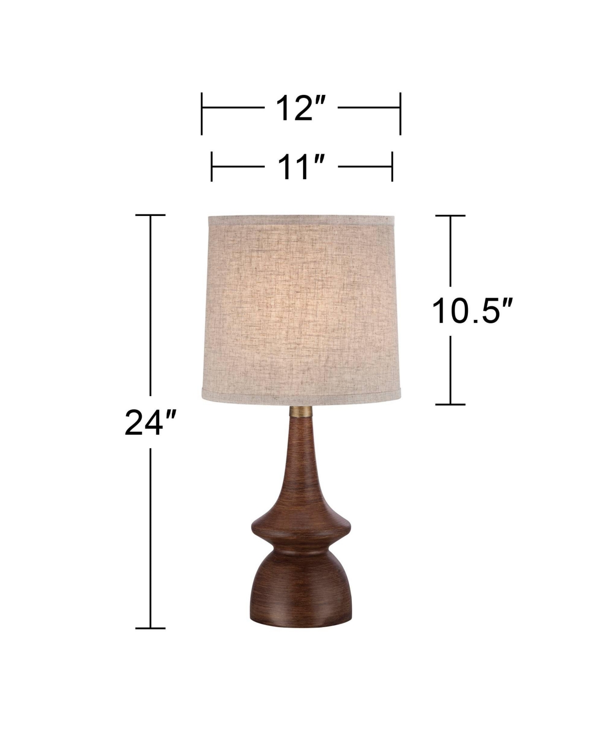 Rexford Mid Century Modern Table Lamp High Walnut Faux WoodOff White Linen Tapered Drum Shade for Bedroom Living Room House Home Bedside Ni