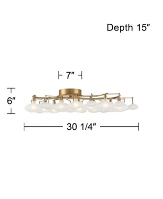 Warm Brass 12-Light Frosted Glass Shade 30.25" Wide Modern Fixture Ceiling Light Semi Flush Mount