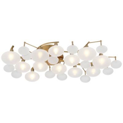 Warm Brass 12-Light Frosted Glass Shade 30.25" Wide Modern Fixture Ceiling Light Semi Flush Mount