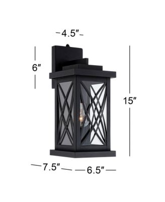 Woodland Park Outdoor Wall Light Fixture Black Dusk To Dawn 15" Clear Glass for Post Exterior Barn Deck House Porch Yard Patio Home