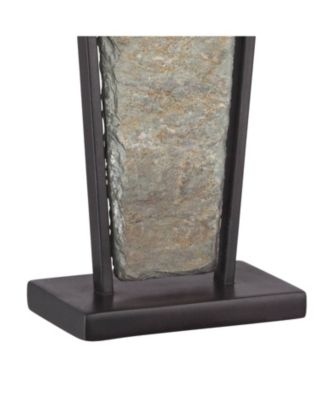 Zion Rustic Table Lamp 30" Tall Tapered Natural Slate Bronze Metal Rectangular Shade for Bedroom Living Room Bedside Nightstand