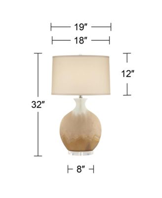 Marci Modern Table Lamp 32" Tall Ceramic Ivory Drip Glaze Off White Oval Shade for Bedroom Living Room Bedside Nightstand Office