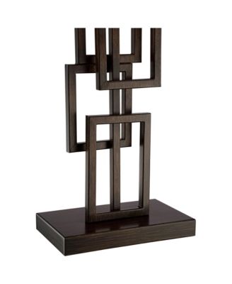 Kory Modern Industrial Table Lamp 26 1/2" High Dark Bronze Metal Sculptural Stacked Geometric Off White Shade Bedroom Living Room
