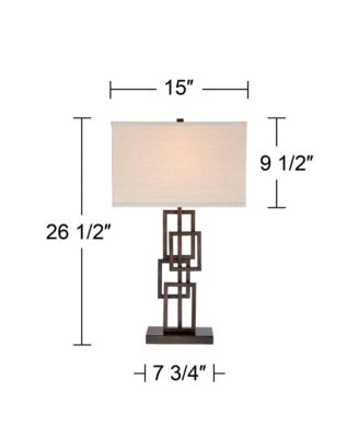 Kory Modern Industrial Table Lamp 26 1/2" High Dark Bronze Metal Sculptural Stacked Geometric Off White Shade Bedroom Living Room