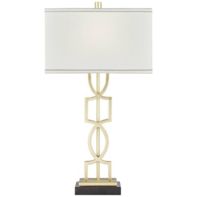 Modern Table Lamps 28 1/4" Tall Set of 2 Gold Metal White Rectangular Shade for Living Room Bedroom House Bedside